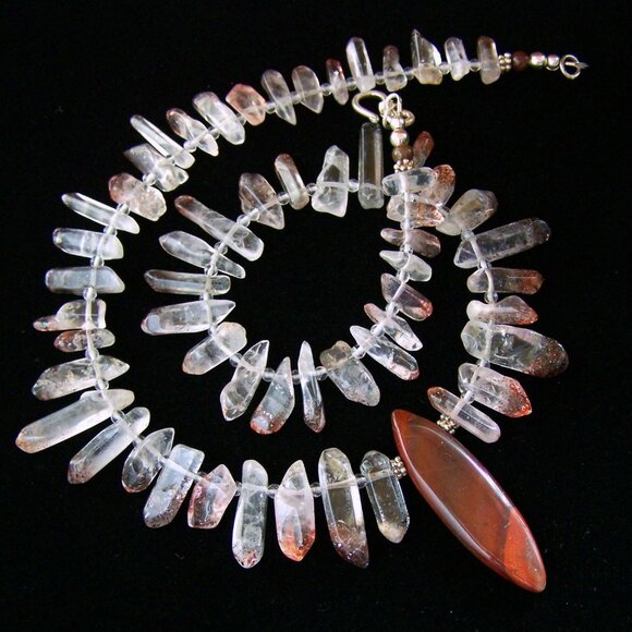 Rare LEPIDOCROCITE SUPER 7 Necklace 925 Jasper Marquise focal Sterling Silver - Picture 8 of 12